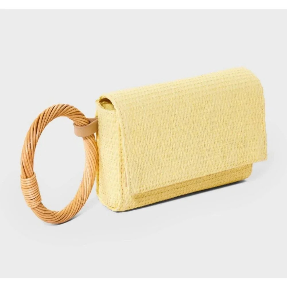 NEW yellow Straw Bracelet Pouch